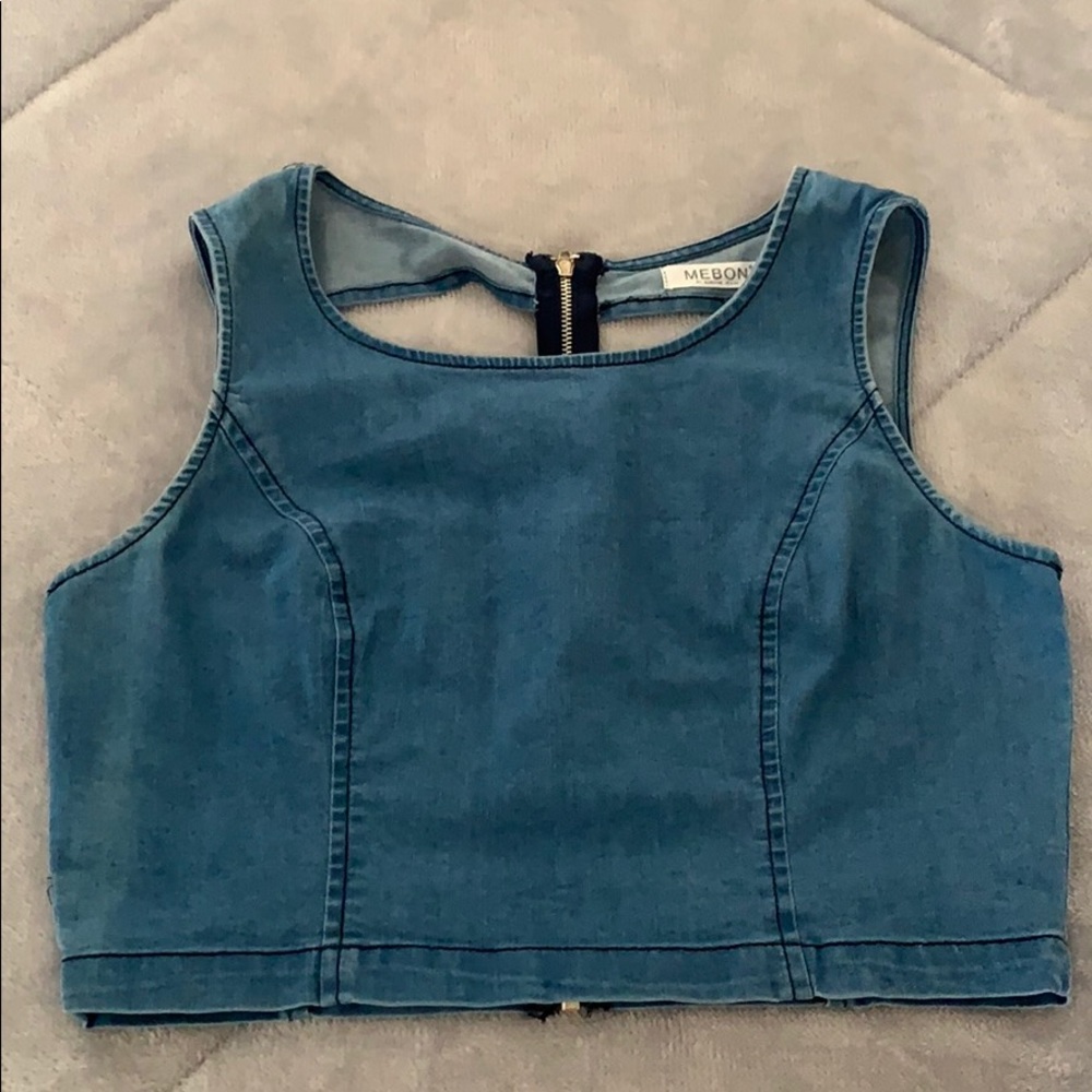 Denim crop tank top